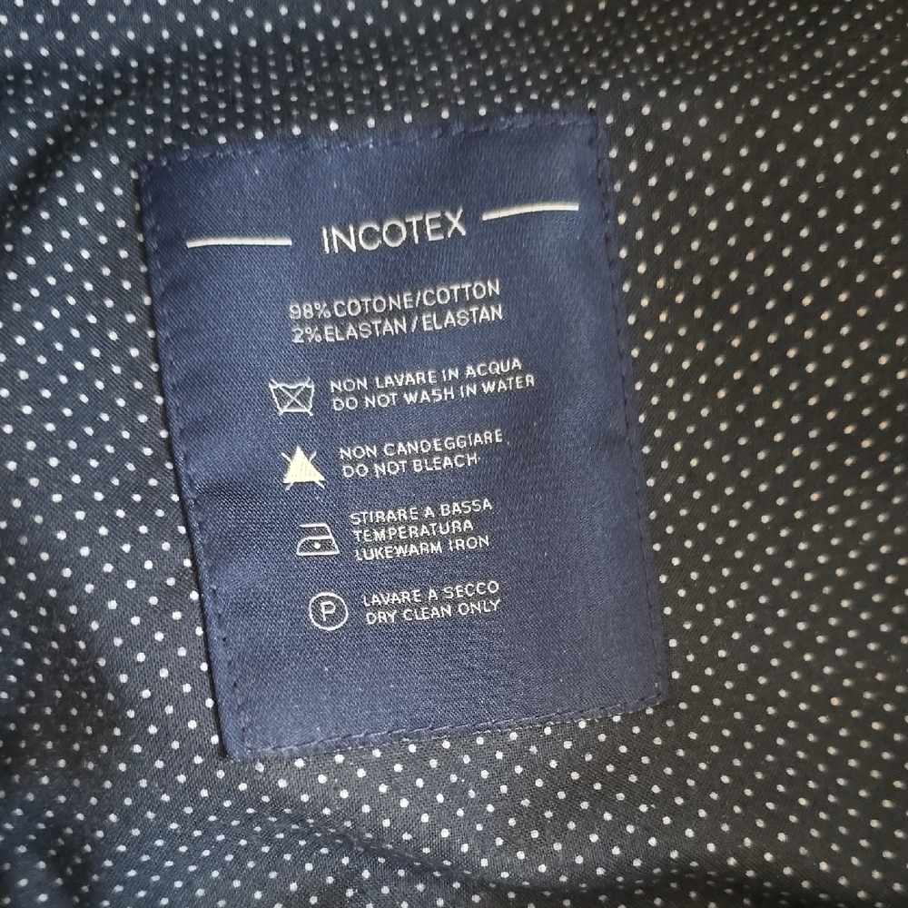 Incotex Dark Blue with White Dots Fabric
